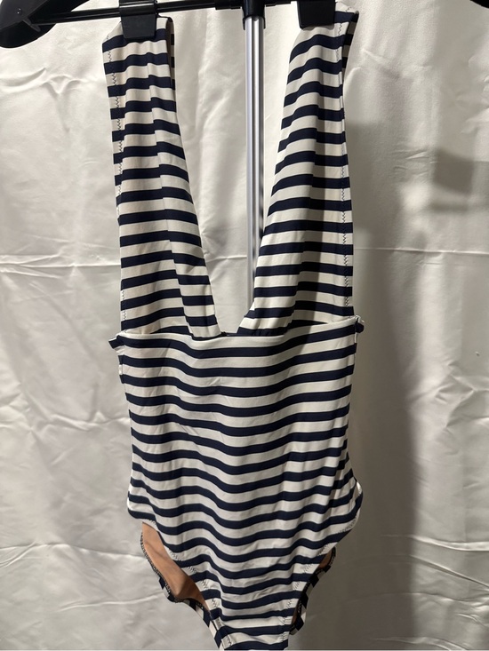J. Crew Other - J. Crew Navy and White Striped Swimsuit with Nude Lining